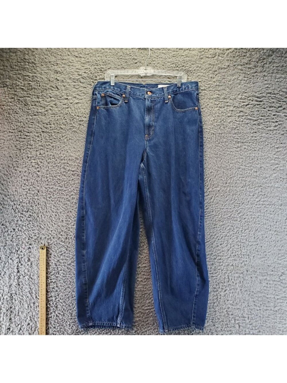 GAP Jeans Womens 33/16 Blue Barrel High Rise 100% Cotton Relaxed Fit